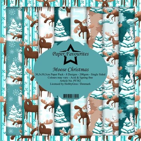 Paper Favourites Moose Christmas 8 design dobbeltsidet 30,5x30,5cm 200g